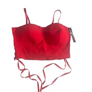 Oppa Womens Plus Size 3X Crop Top Corset Bustier Red